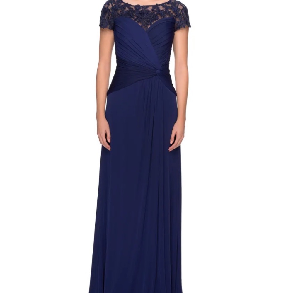 NWOT La Femme navy gown